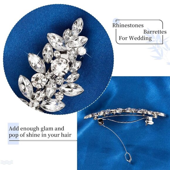 4PCS Rhinestone Hair Clips Silver Sparkling Bridal Wedding Hair Accessories main image 5